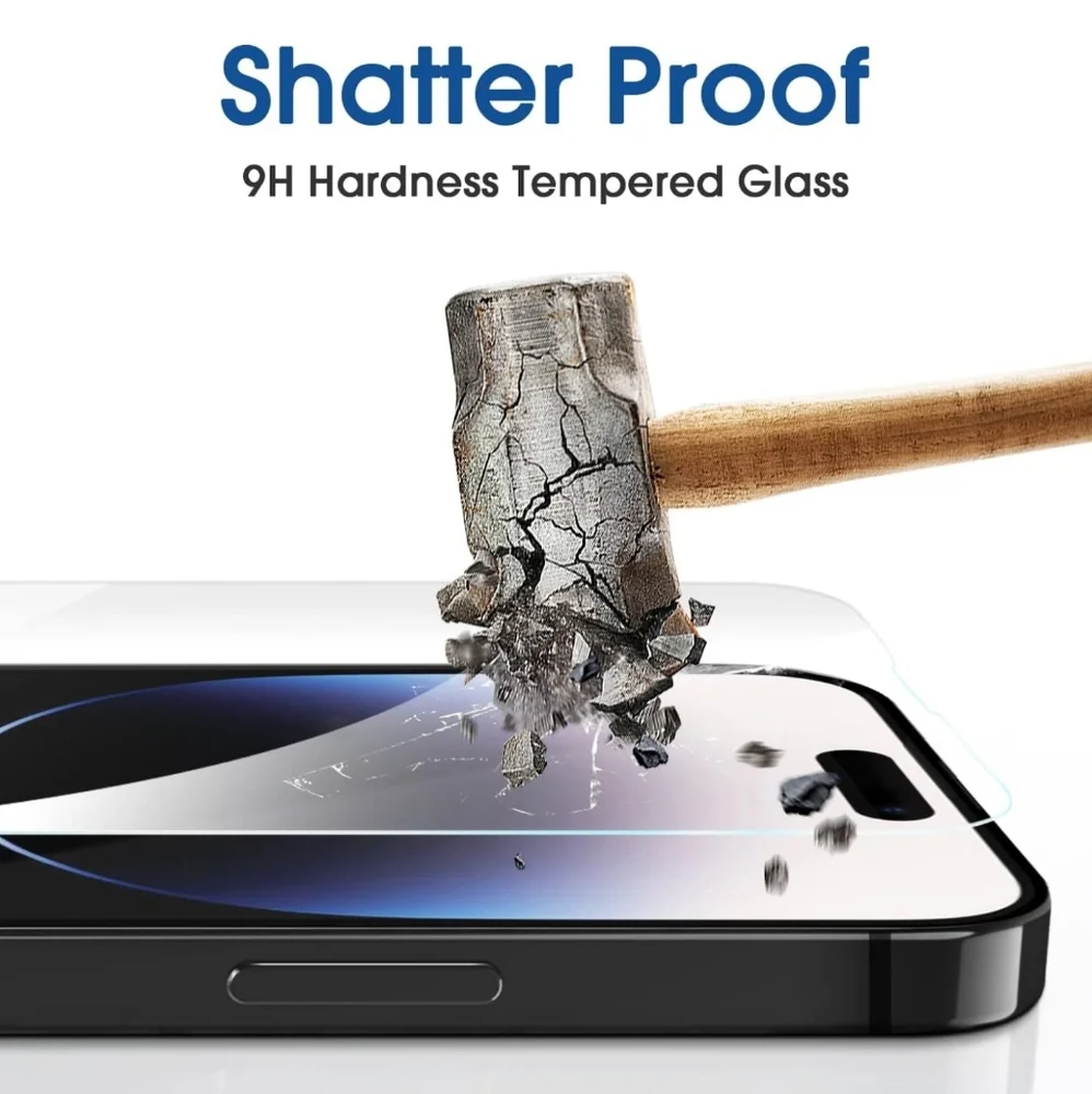 amFilm OneTouch Tempered Glass Screen Protector 2-Pack for iPhone 14 Pro Max
